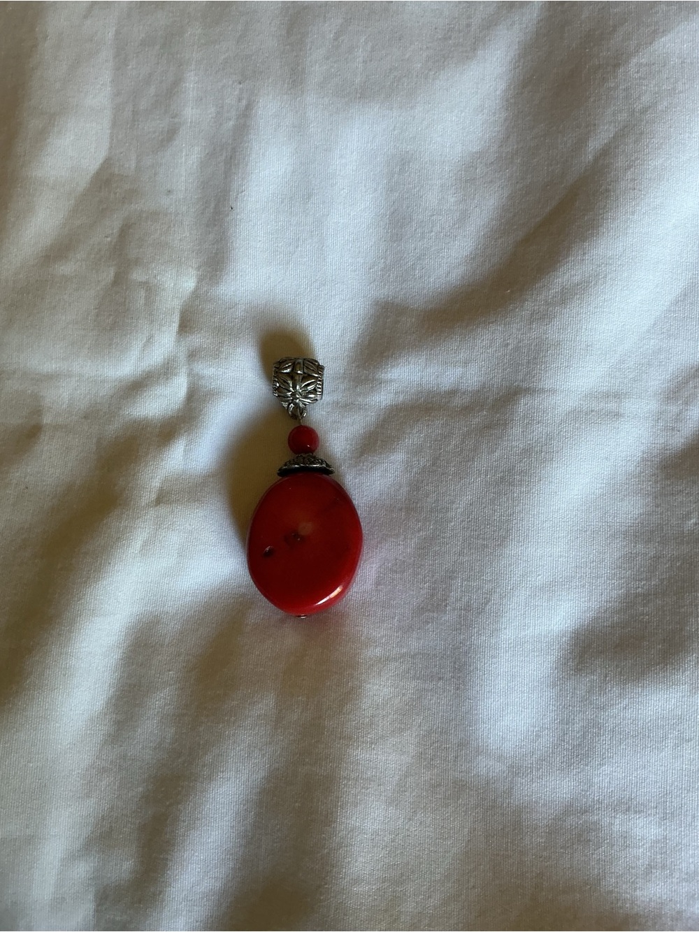 Red Agate  and Silver Accent Pendant